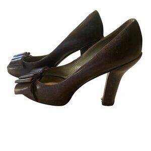 Sport Max Italy gray peep toe leather pump heel size 37